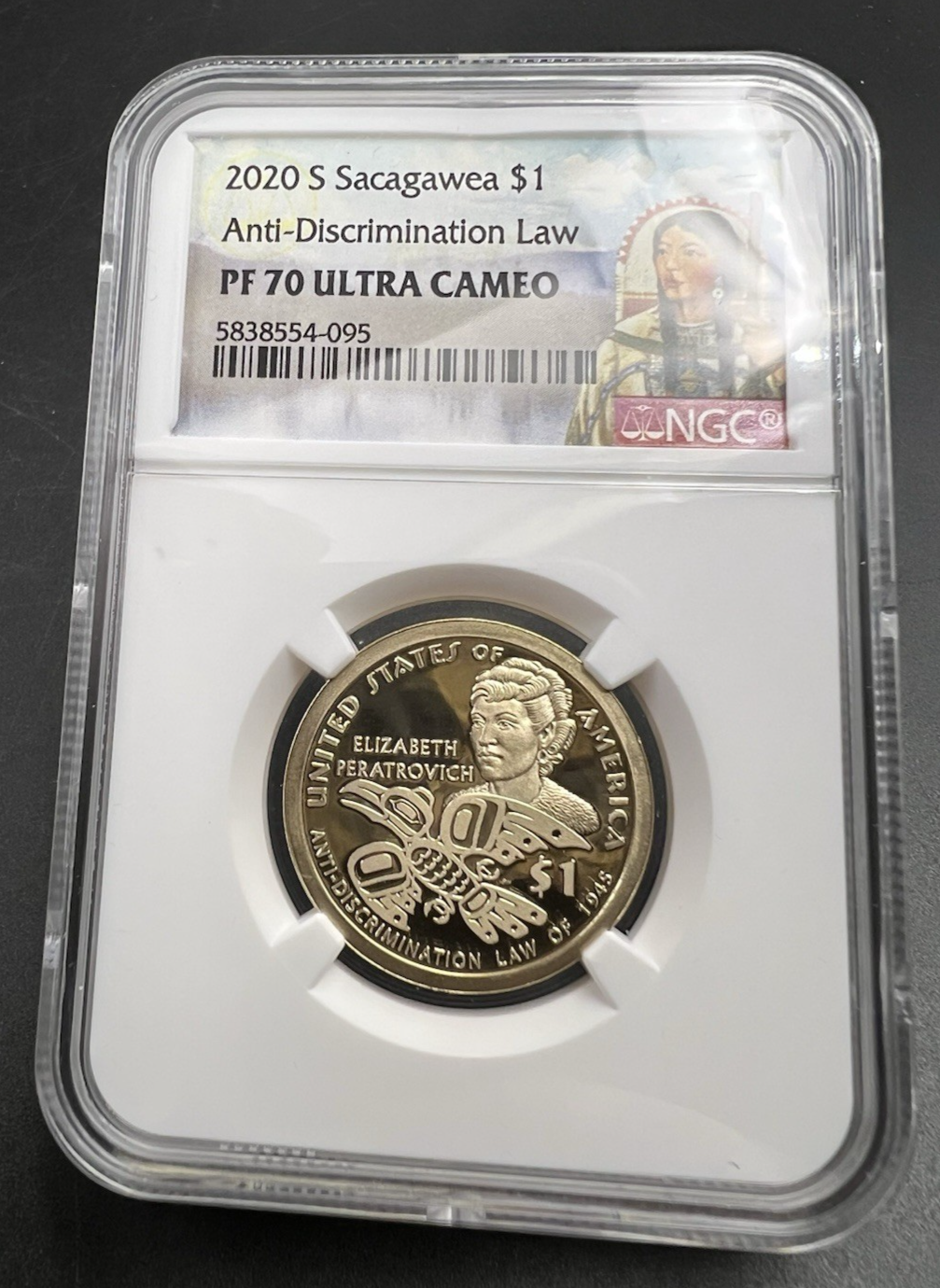 2020 S Sacagawea Anti Discrimination Native Brass Dollar Coin NGC PF70 UCAM #095
