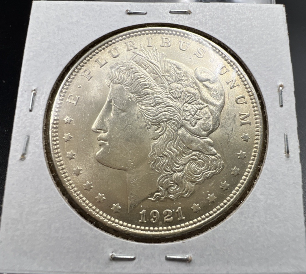 1921 P $1 Morgan Silver Dollar Coin Reverse Lamination Error BU UNC
