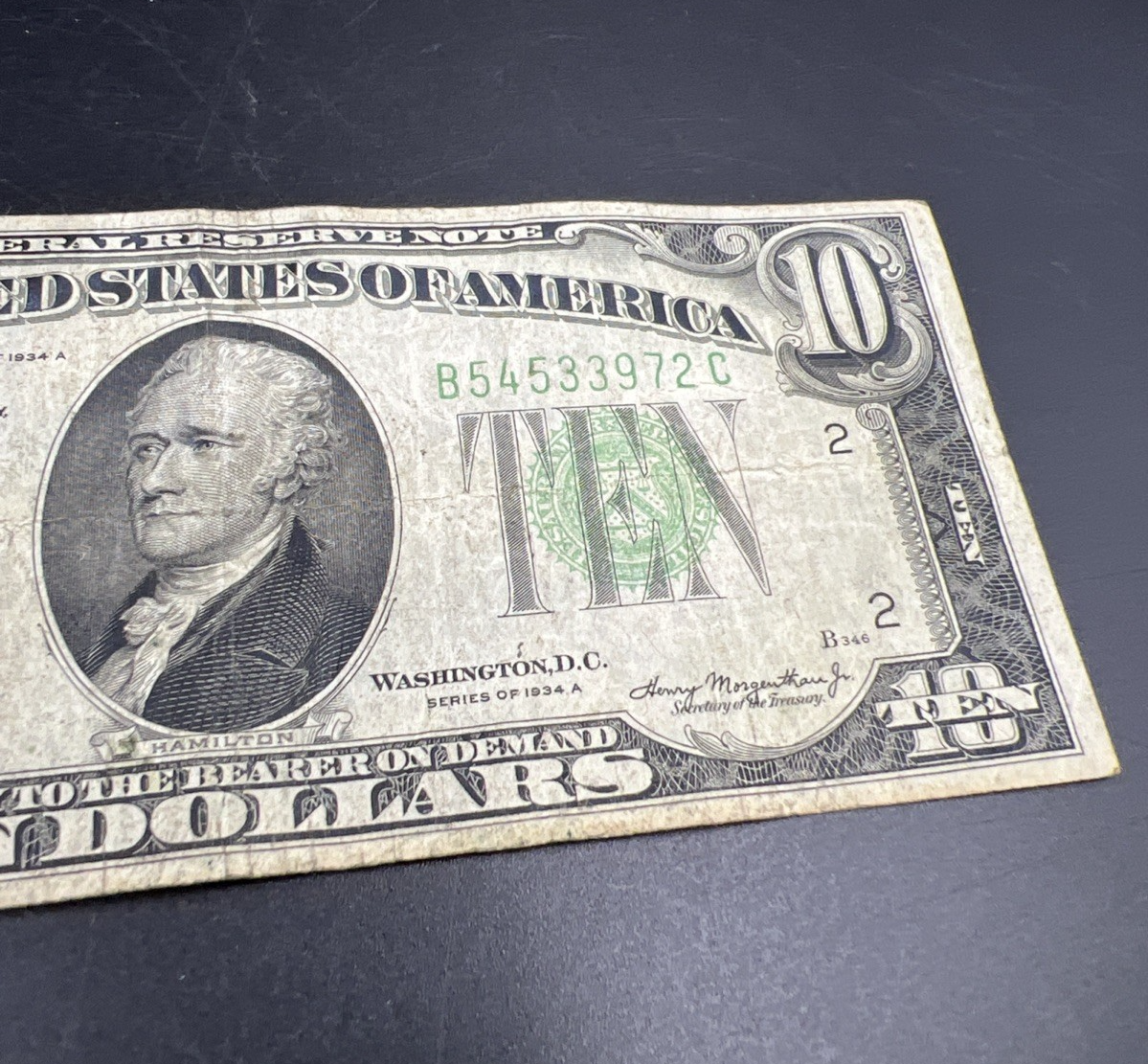 1934 A $10 FRN Ten Dollar Federal Reserve Note New York District VG Circ #72