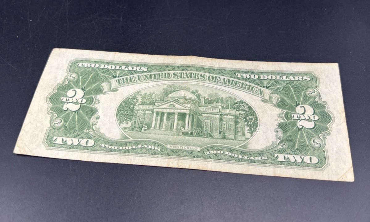 1928 G $2 Two Dollar Legal Tender US Red Seal Note Fine Circ #477