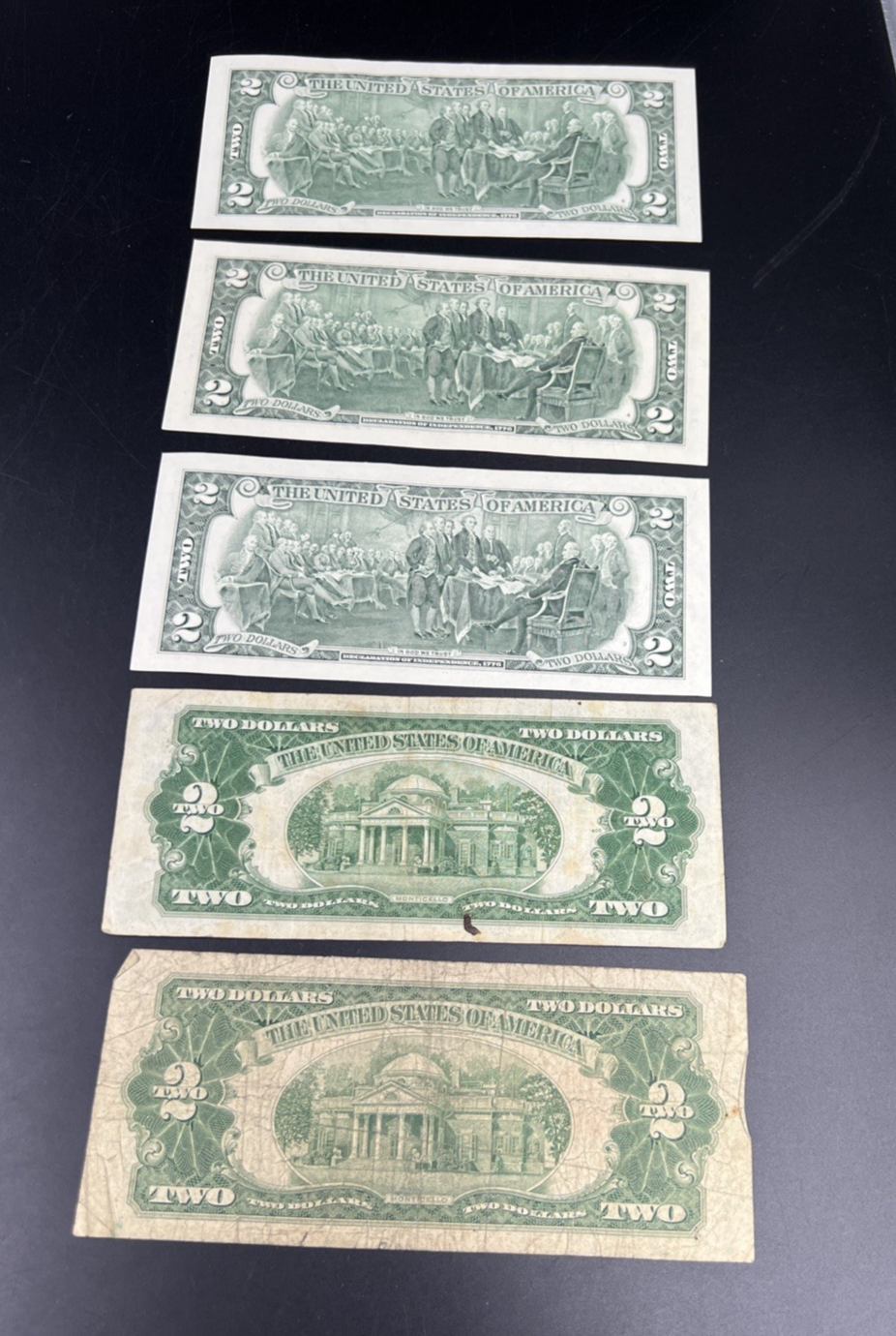 Lot of 5 $2 Bills 1928 1953 1995 2003 2009 Collector's Set Circ #529