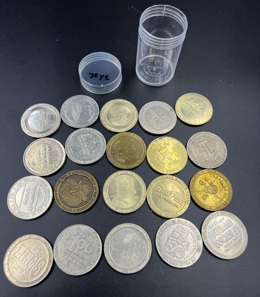 Lot of 20 $1 Casino Dollar Gaming Tokens Metal Circulated Conditions SKU#7542