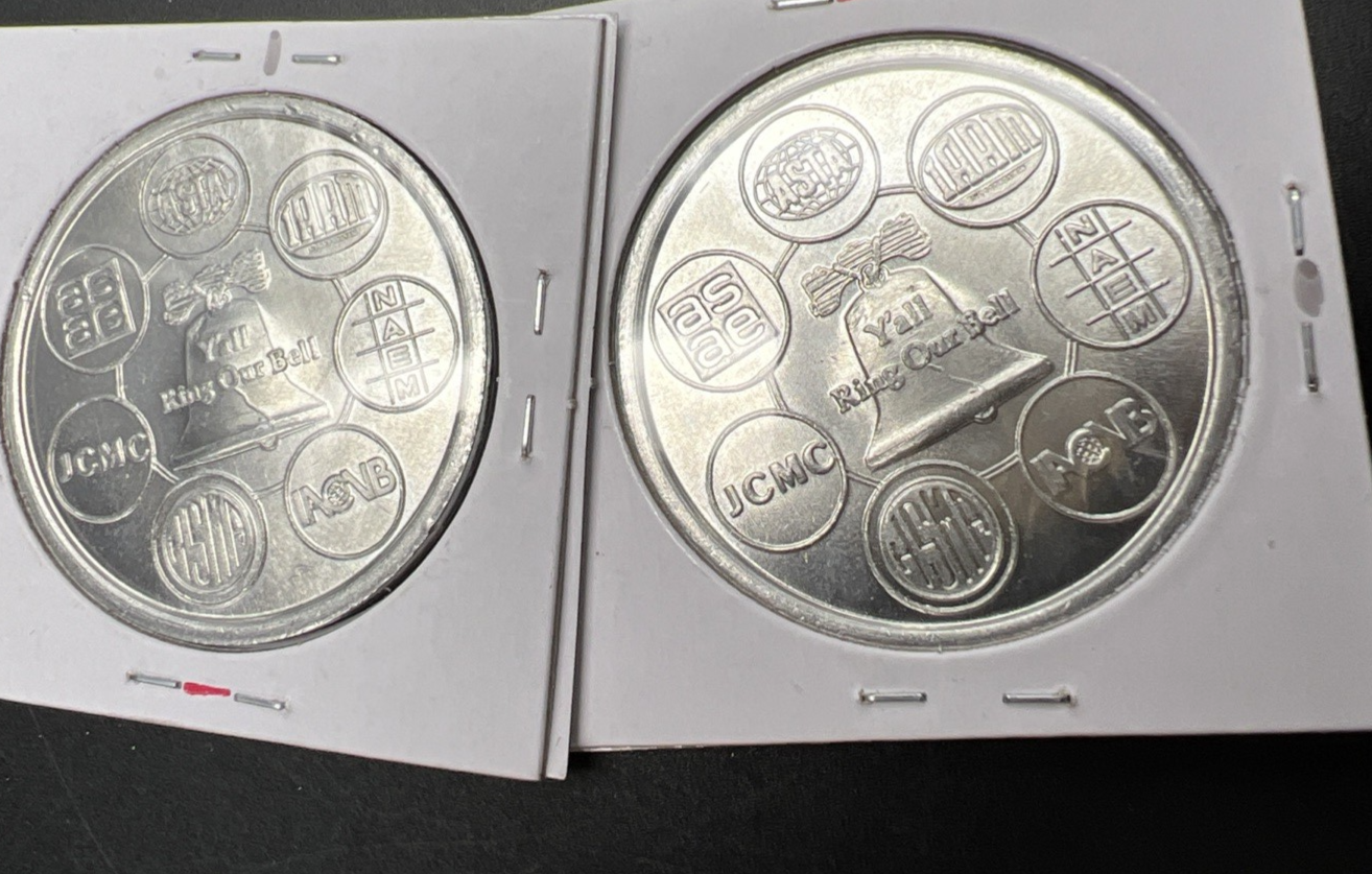 Lot of 2 1976 Riverside Casino Independence Ring Our Bell Tokens Gem UNC