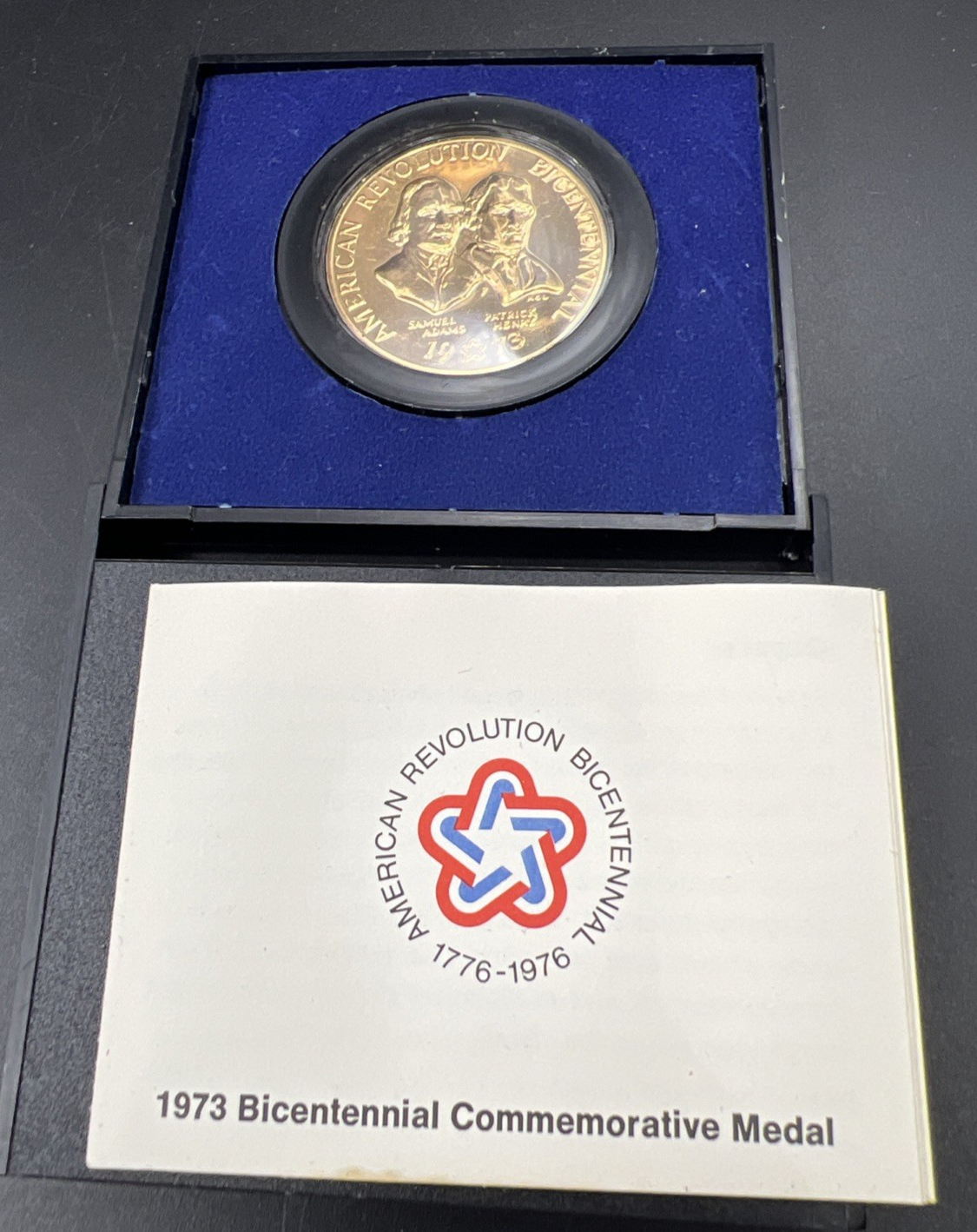 1973 American Revolution Bicentennial Samual Adams Patrick Henry Bronze Medal