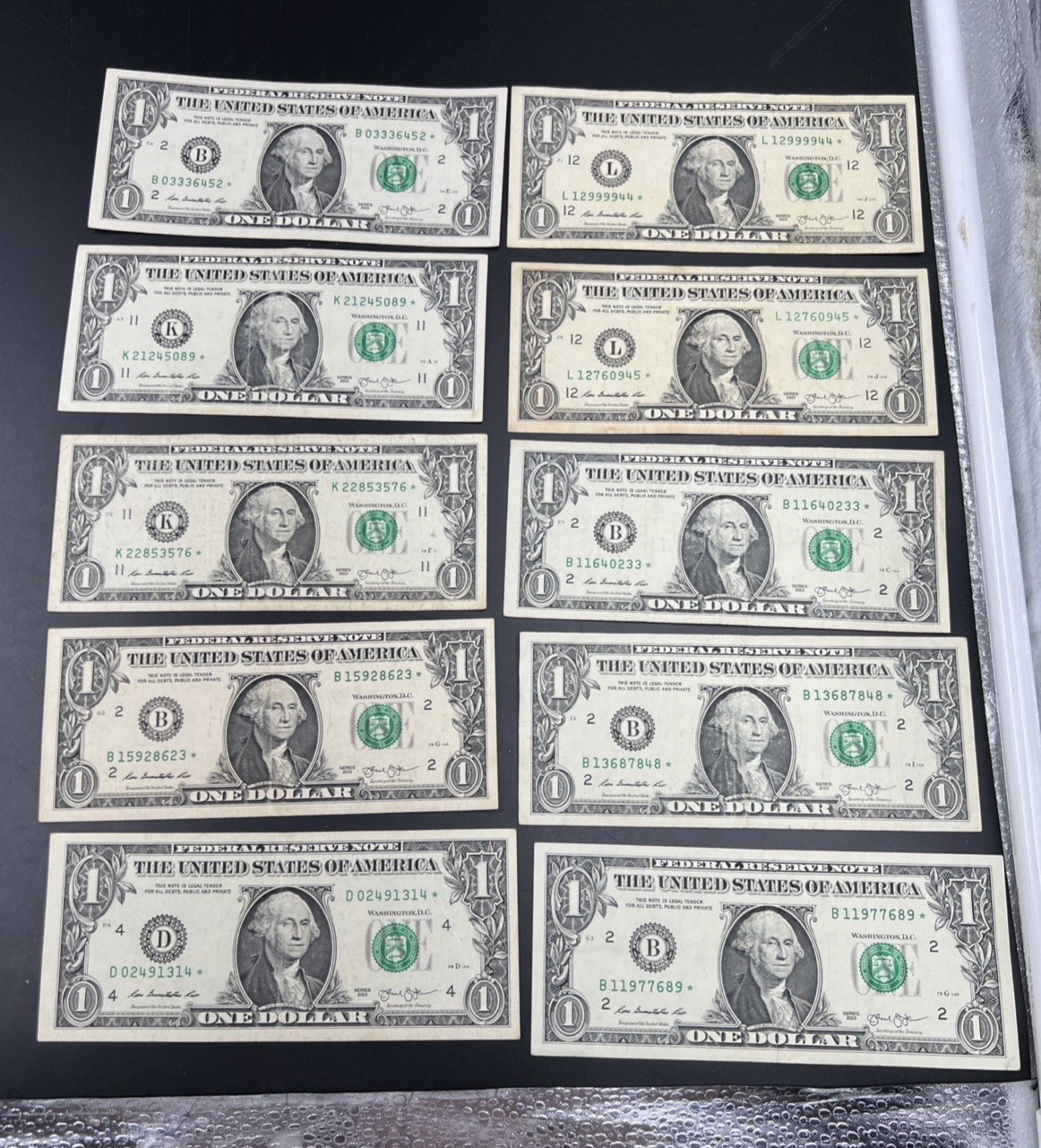 Lot of 10 2013 Star * $1 FRN Federal Reserve Notes Circ #314