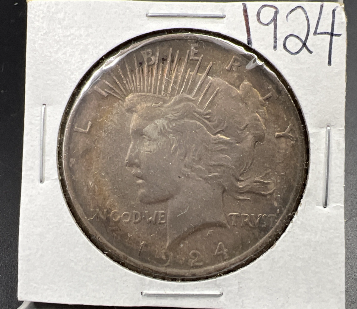 1924 $1 Peace Silver Dollar Coin CH XF Neat Toning Toner Circ