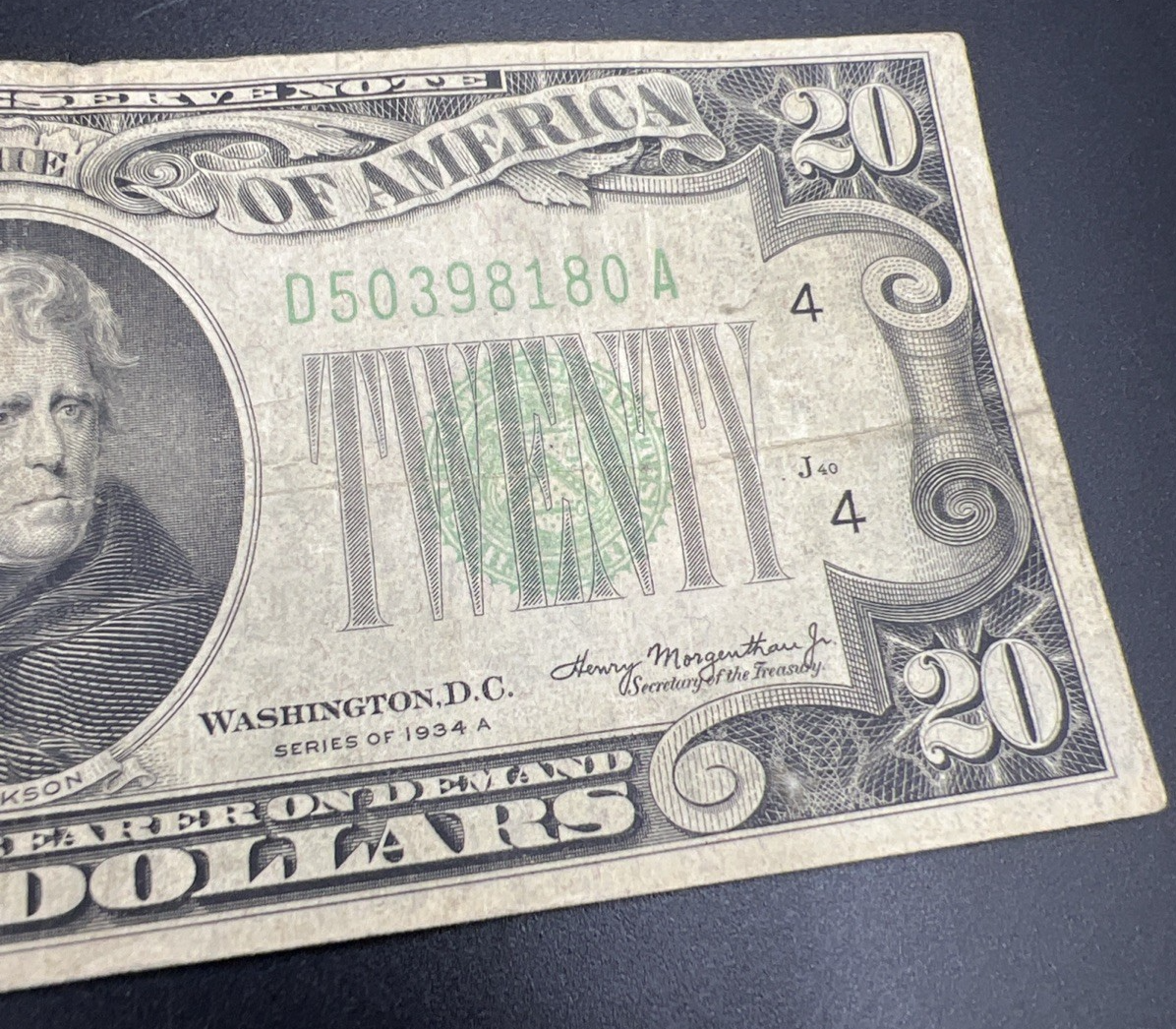 1934 A $20 FRN Federal Reserve Note Cleveland District VG Very Good Circ
