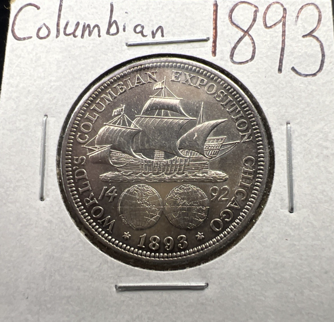 1893 50c Columbian Silver Half Dollar Coin AU About UNC