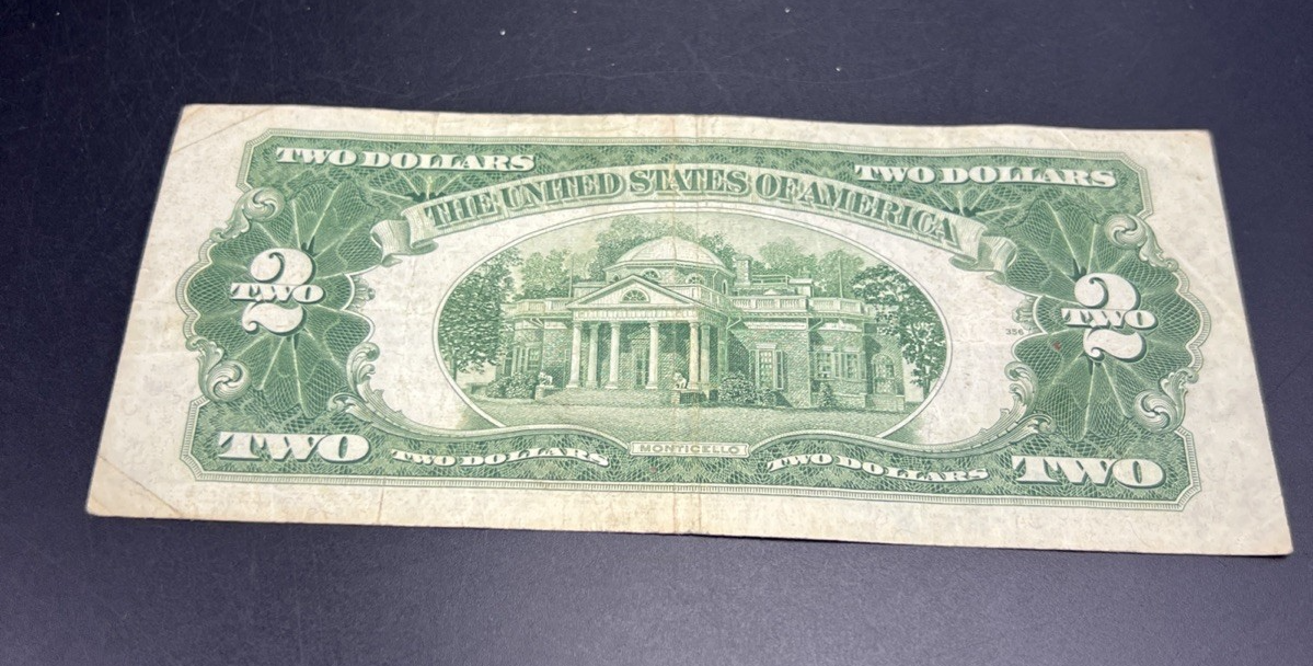 1928 G $2 Two Dollar Legal Tender United States Red Seal Note G / VG Circ #448
