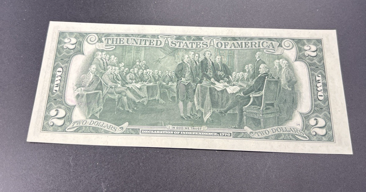 1976 $2 Two Dollar Bicentennial Bill Brookyln NY Postmarked (no Stamp) UNC #750