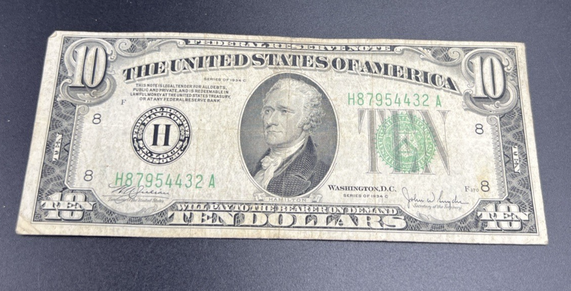 1934 C $10 FRN Federal Reserve Note St. Louis District VG Very Good #32