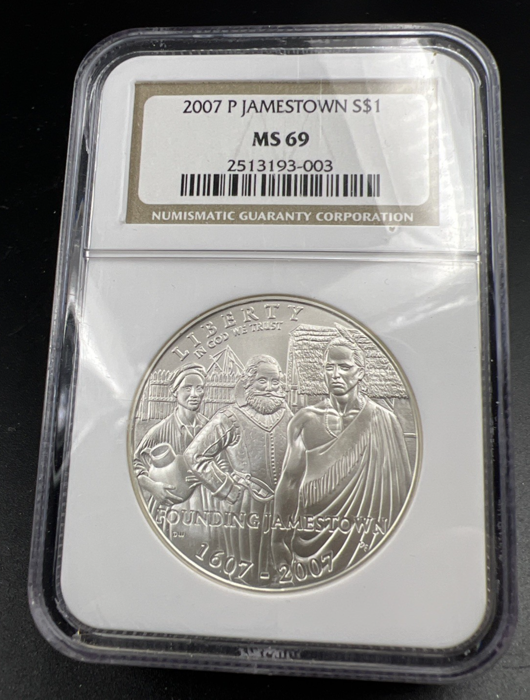 2007 P Jamestown Commemorative 90% Silver Dollar NGC MS69 #003