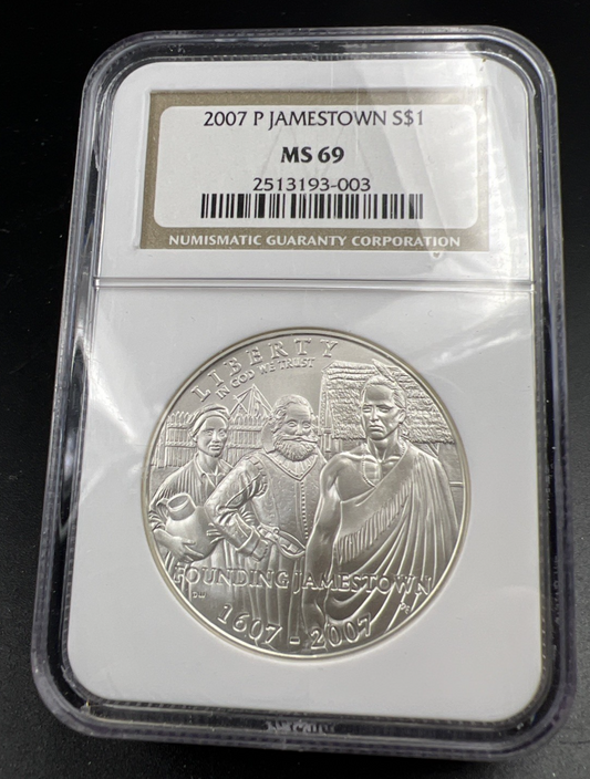 2007 P Jamestown Commemorative 90% Silver Dollar NGC MS69 #003
