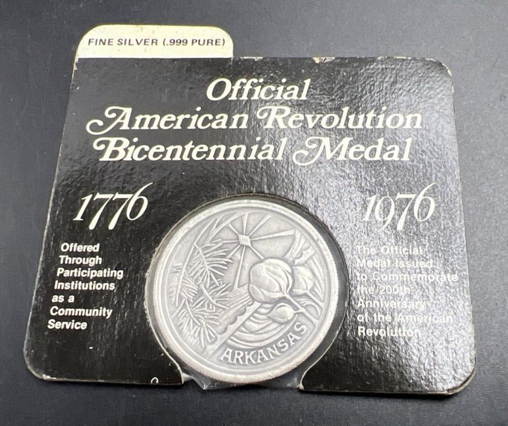 1976 US American Bicentennial .999 Silver Medal 50 States Arkansas #A
