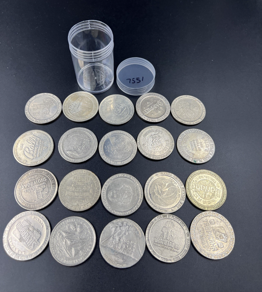 Lot of 20 $1 Casino Dollar Gaming Tokens Metal Circulated Conditions SKU#7551