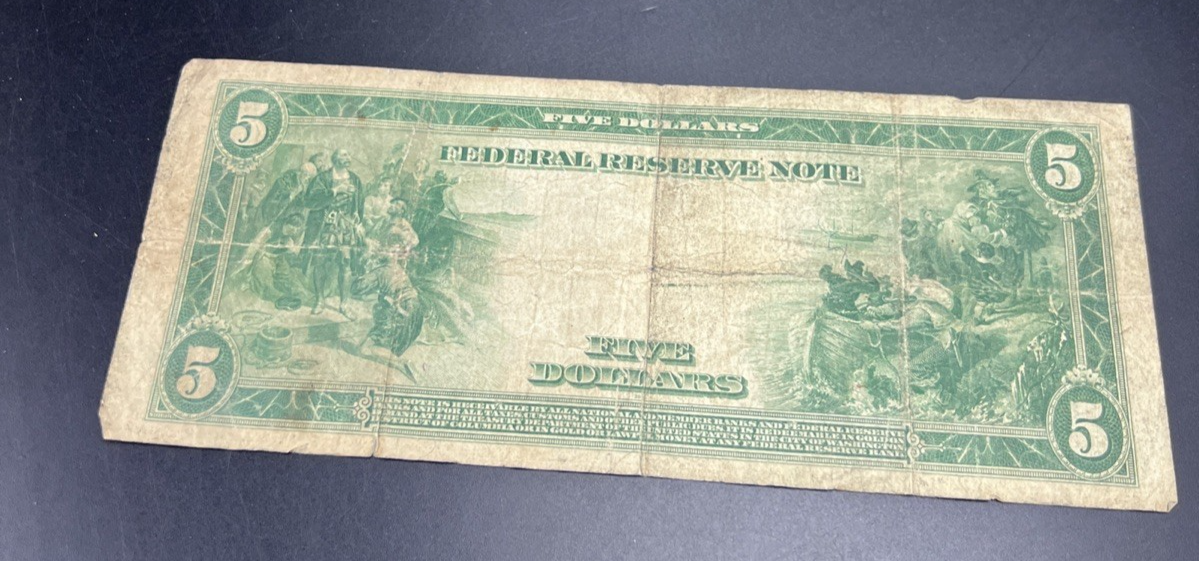 1914 $5 Five Dollars Federal Reserve Note Atlanta White Mellon FR-867 Very Circ