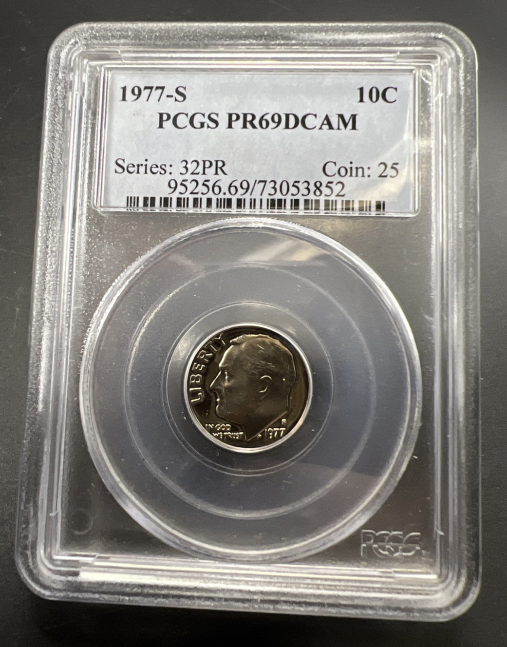 1977 S 10c Roosevelt Dime Coin PCGS PR69 DCAM #52