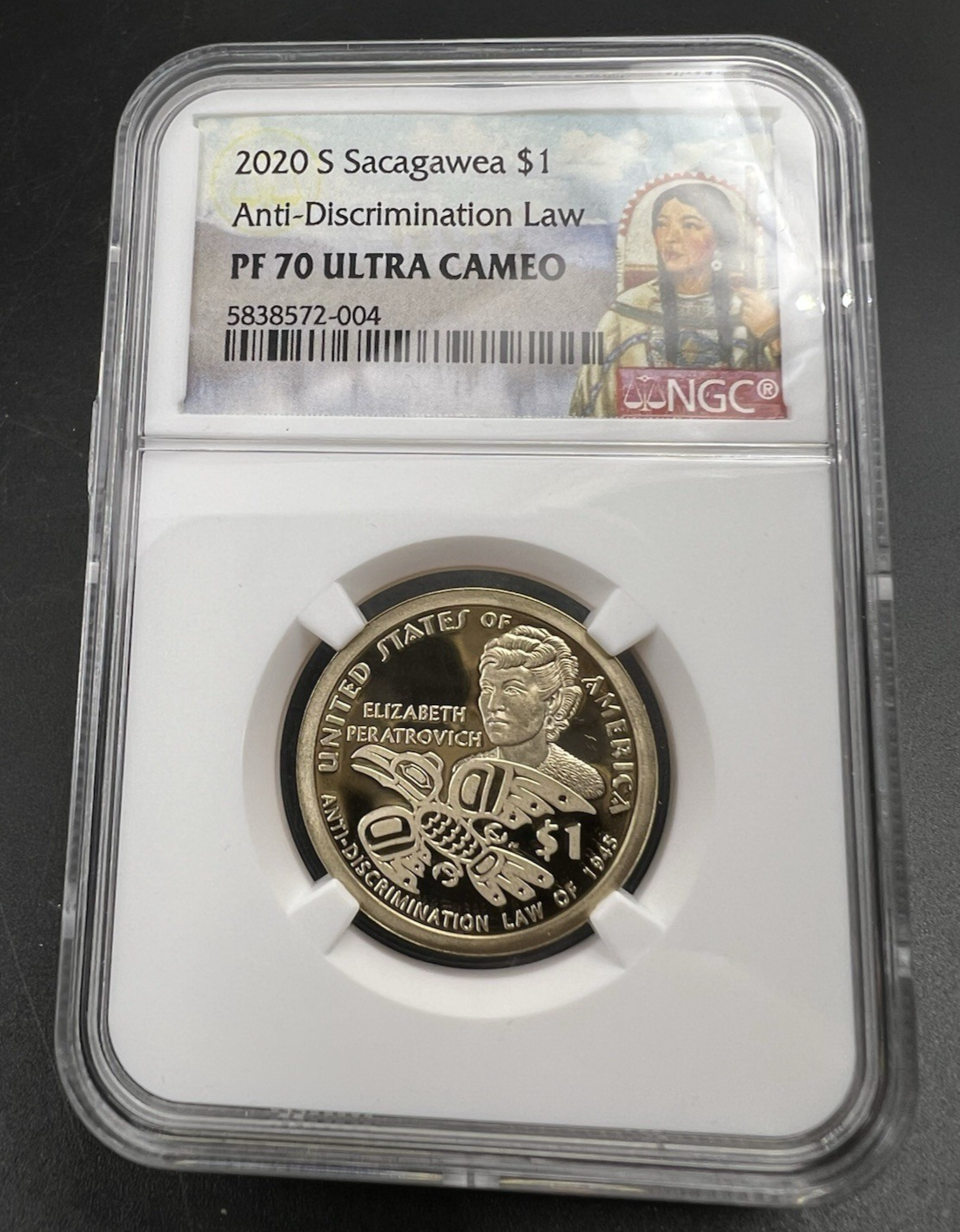 2020 S Sacagawea Anti Discrimination Native Brass Dollar Coin NGC PF70 UCAM #04