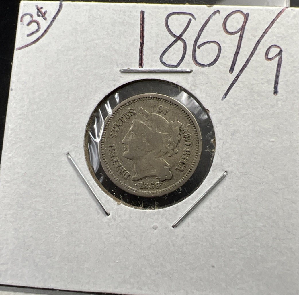 1869 69/9 3c Nickel Coin FS-302 RPD Variety Coin Choice Fine Circulated
