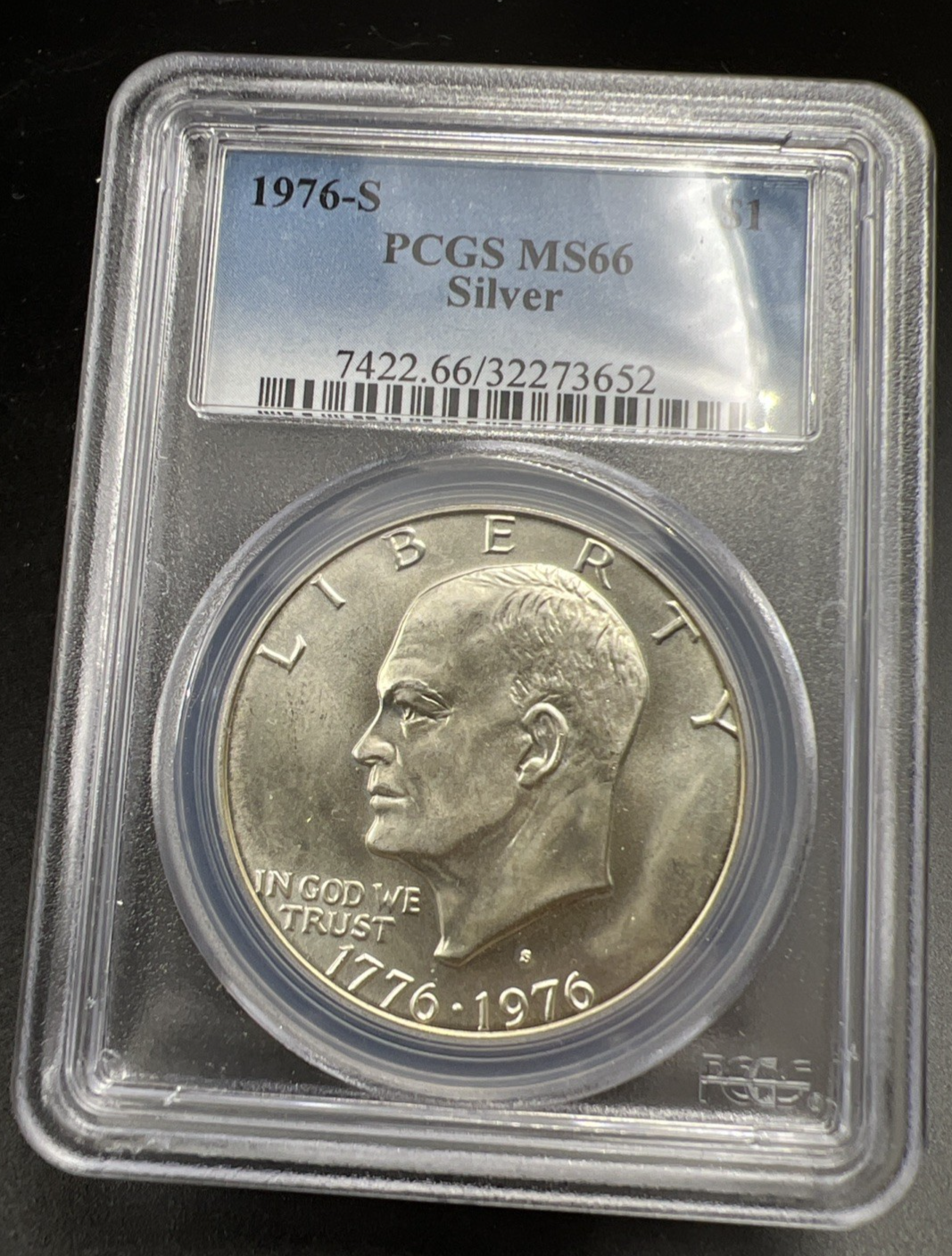 Bicentennial 1976 S $1 Ike Eisenhower 40% Silver Dollar Coin PCGS GEM MS66 #652