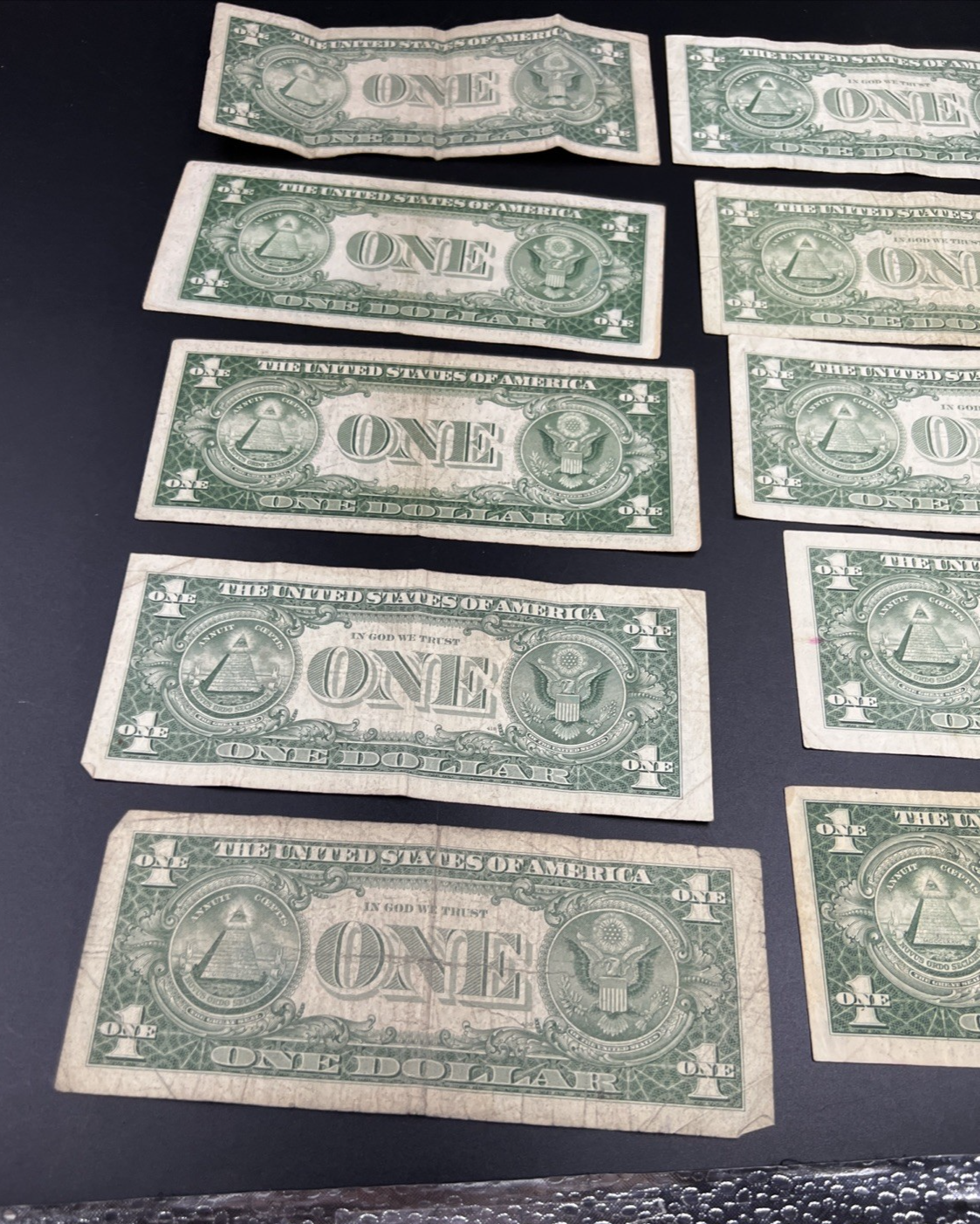 Lot of 10 1957 1935 $1 One Dollar Silver Certificates Very Circulated #695