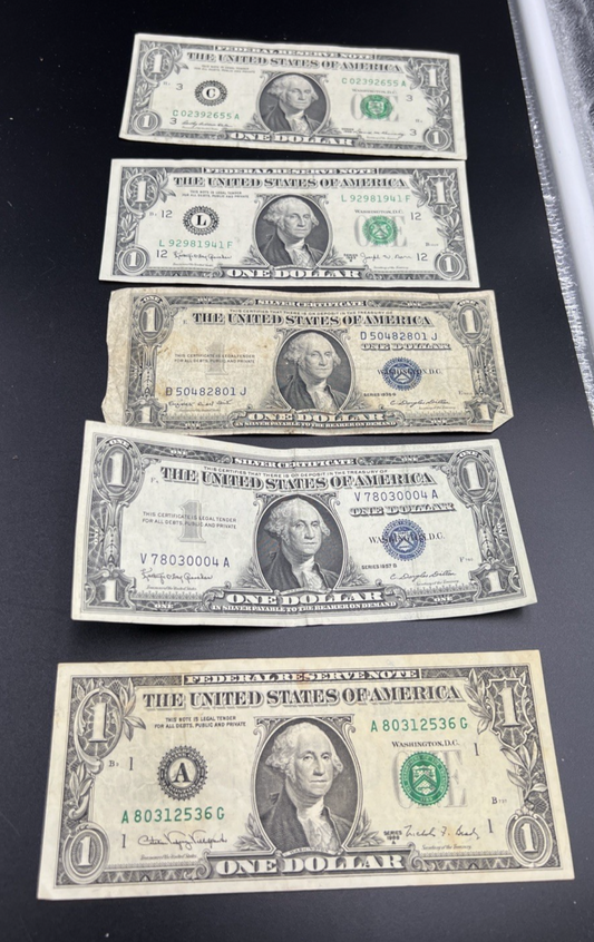 $1 One Dollar Bill Collectors Lot 1935 1957 1963 1969 1988 Circulated Conditions