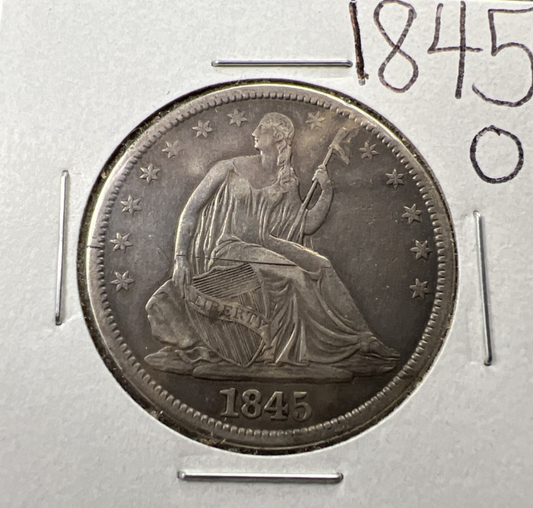 1845 O 50c Seated Liberty Half Dollar Coin CH VF Details Scratch