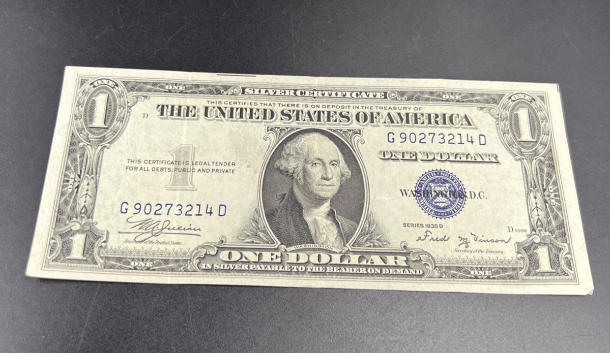 1935 B $1 One Dollar US Silver Certificate Blue Seal VF Very Fine Circ #214
