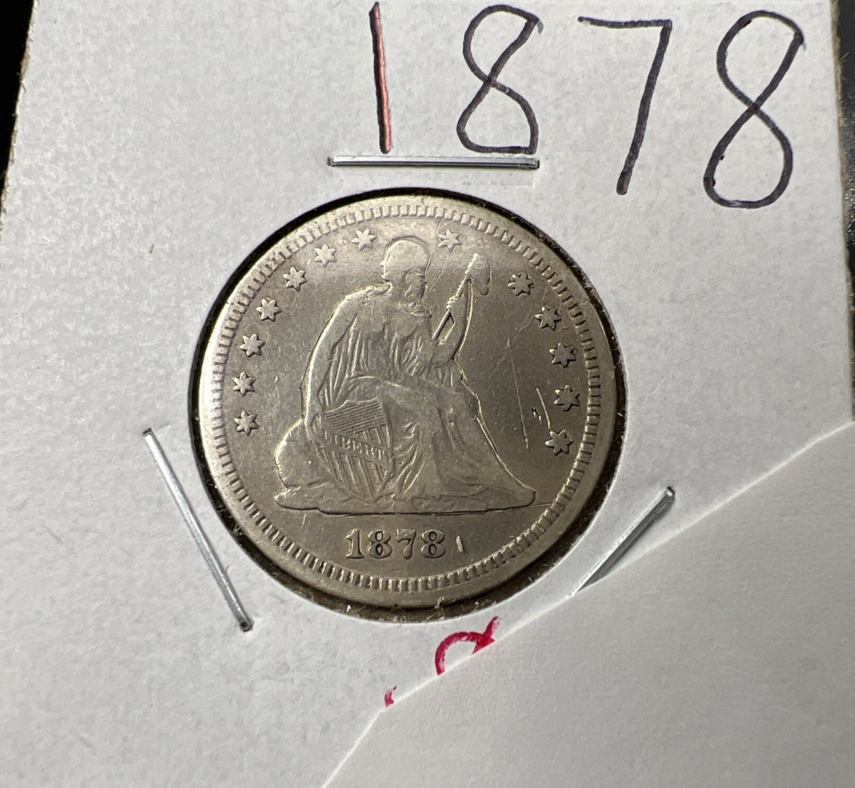 1878 25C Liberty Seated Quarter Coin F Fine Details Tooled Obverse