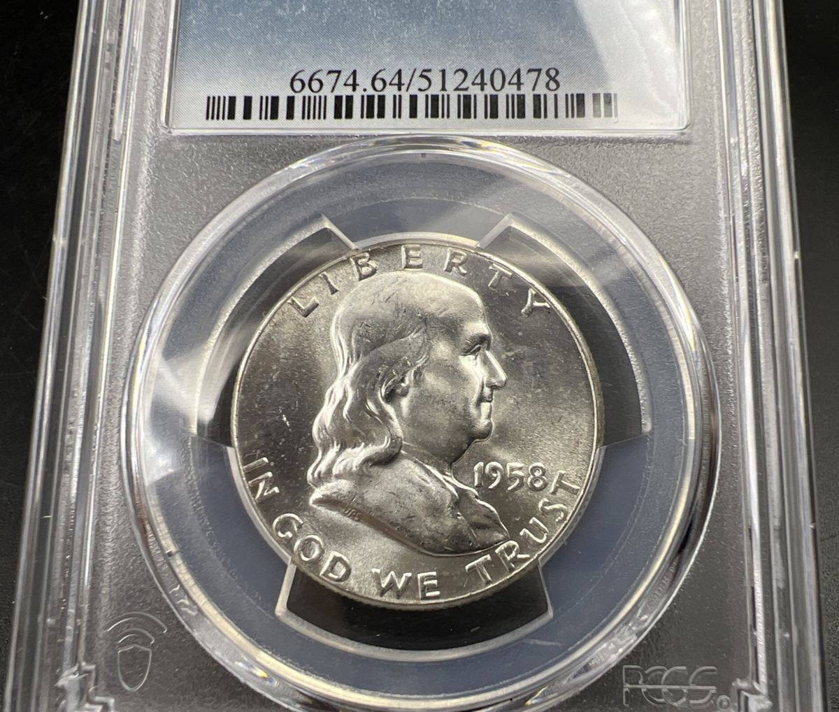 1958 P 50c Franklin Silver Half Dollar Coin PCGS MS64 CH BU Certified #78