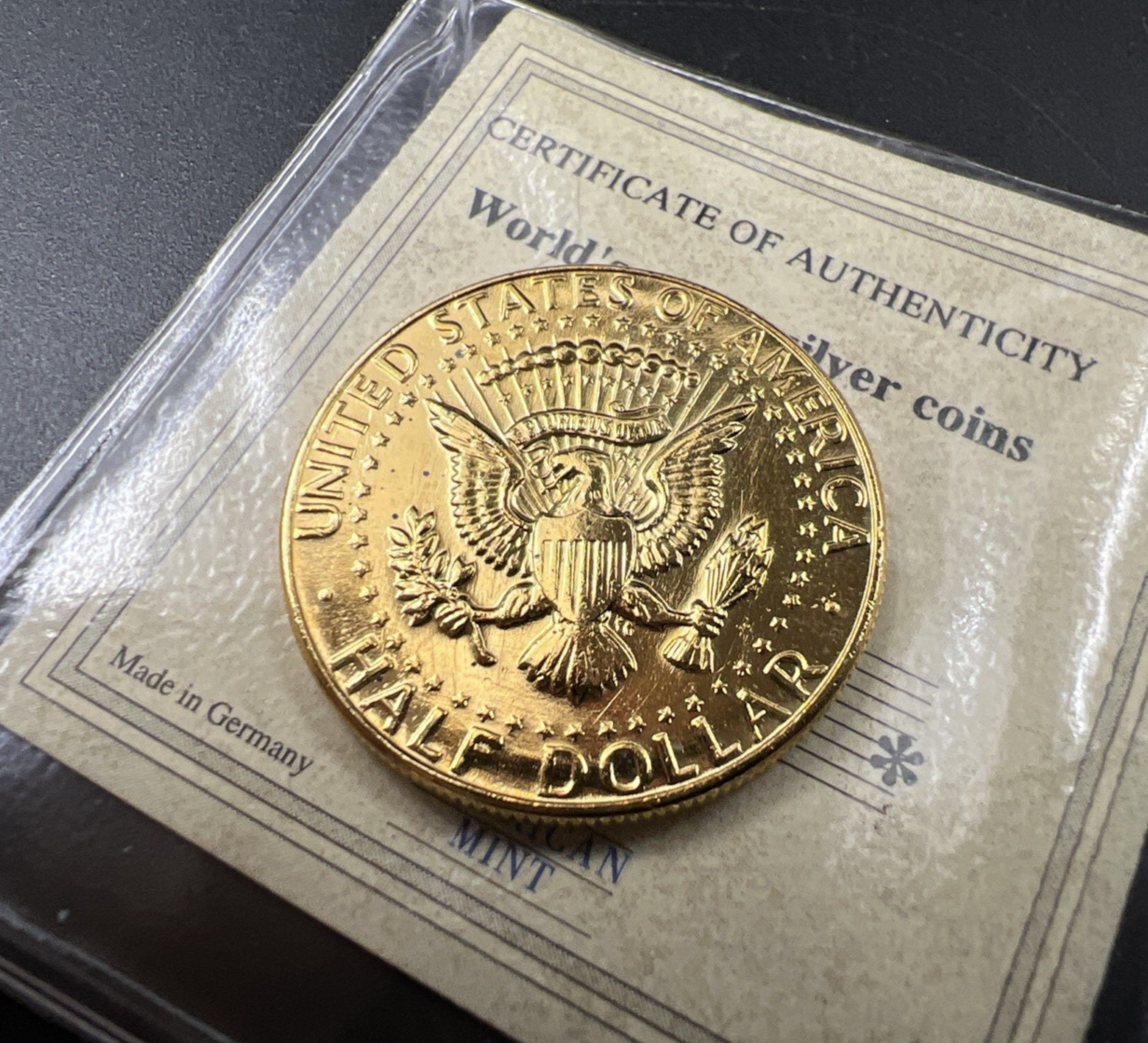 Plated 1969 D 40% Silver Kennedy Half Dollar Coin