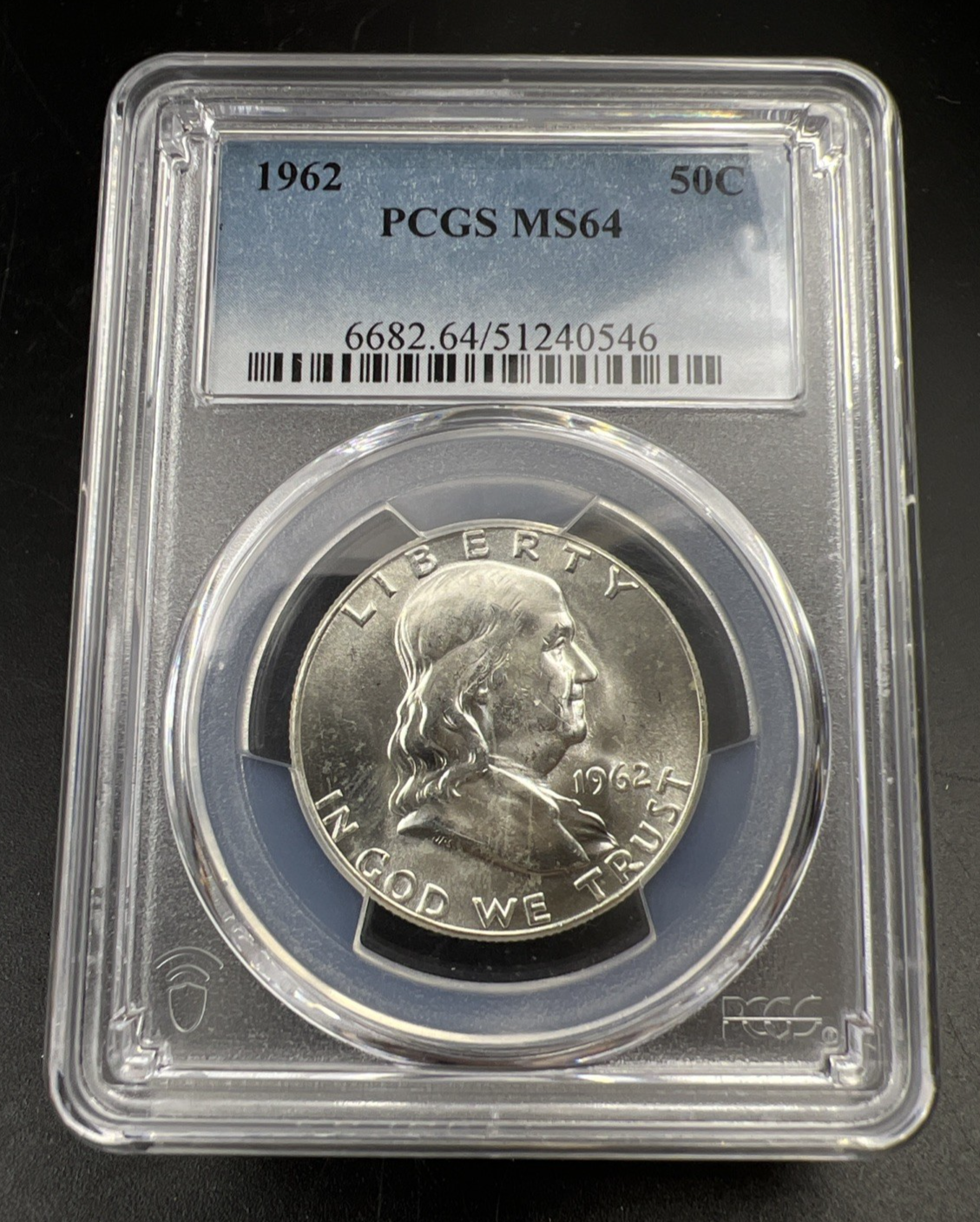 1962 P 50c Franklin Silver Half Dollar Coin PCGS MS64 CH BU Certified #46