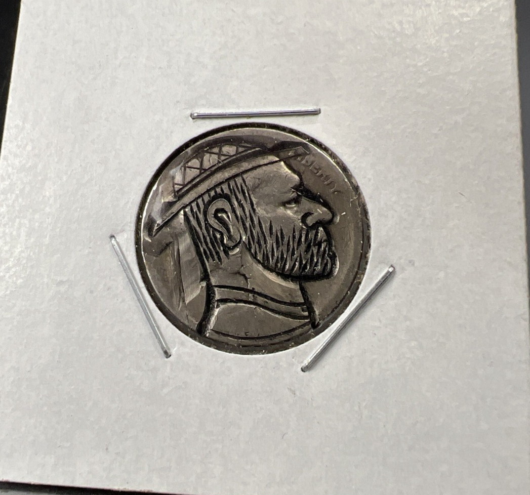 Hobo Buffalo Nickel Coin Modern Carving SKU#T
