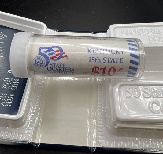 US Mint Certified 2001 P Kentucky State Statehood 40 Coin BU Quarter Roll