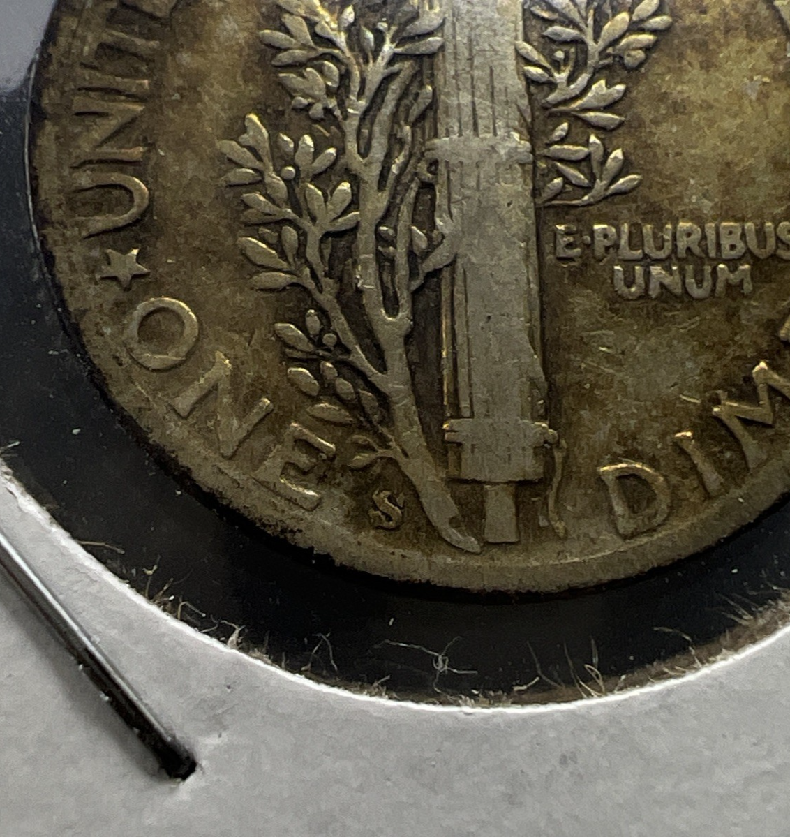 1943 S S/S 10c RPM Mercury Dime FS-501 Variety Fine Circ Nice toning