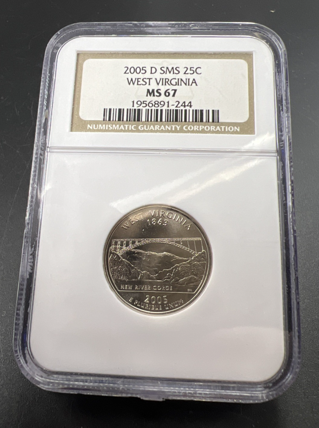 2005 D 25c West Virginia State Statehood Quarter Coin NGC MS67 SMS #44