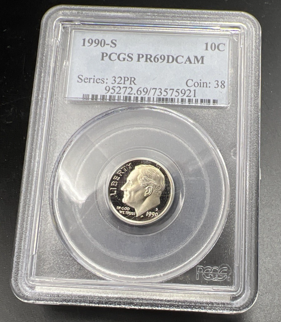 1990 S 10c Roosevelt Copper Nickel Dime Coin PCGS PR69 DCAM #921