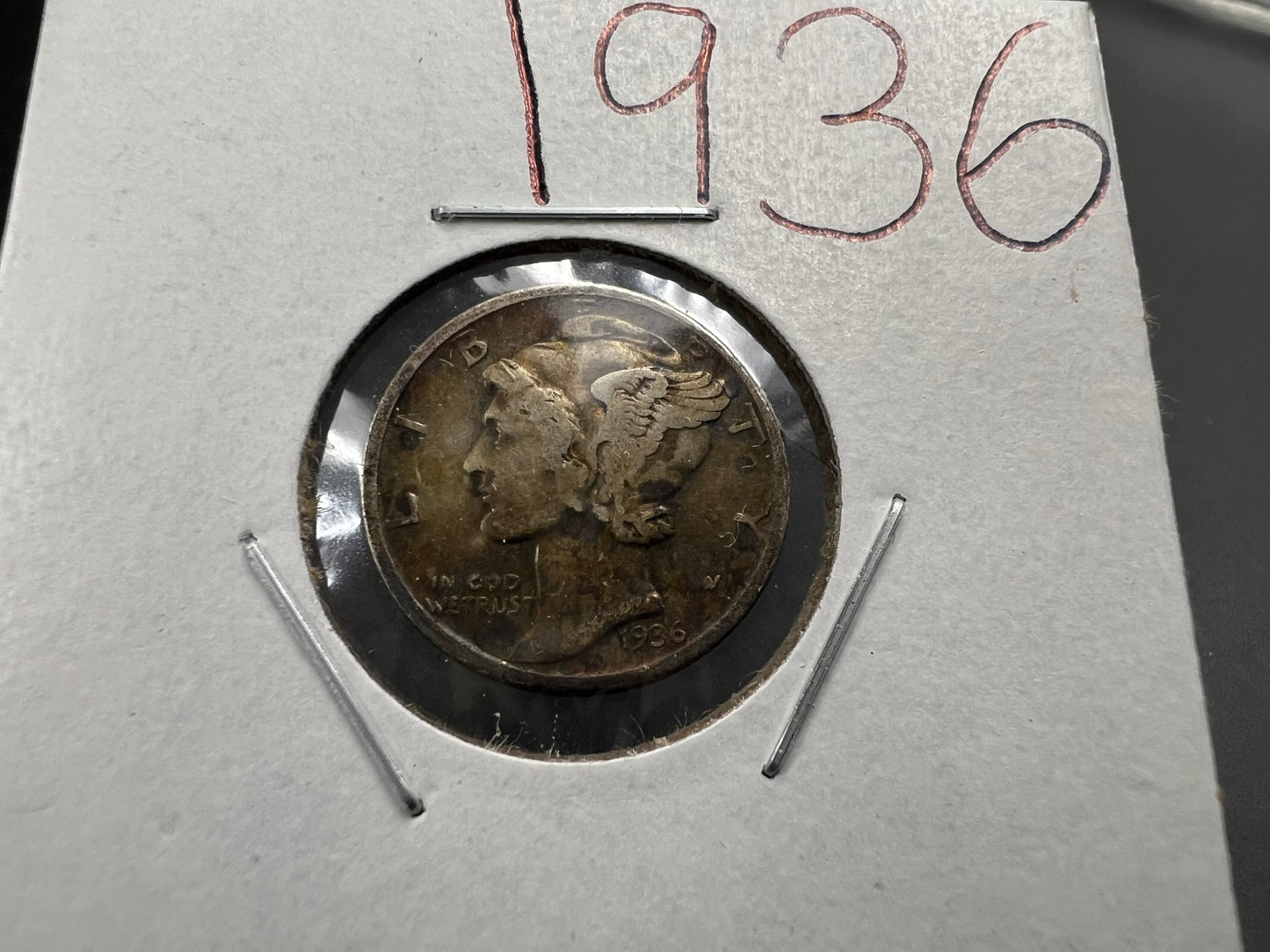 1936 P 10c Mercury Silver Dime VF Very Fine Neat Toning SK#1a