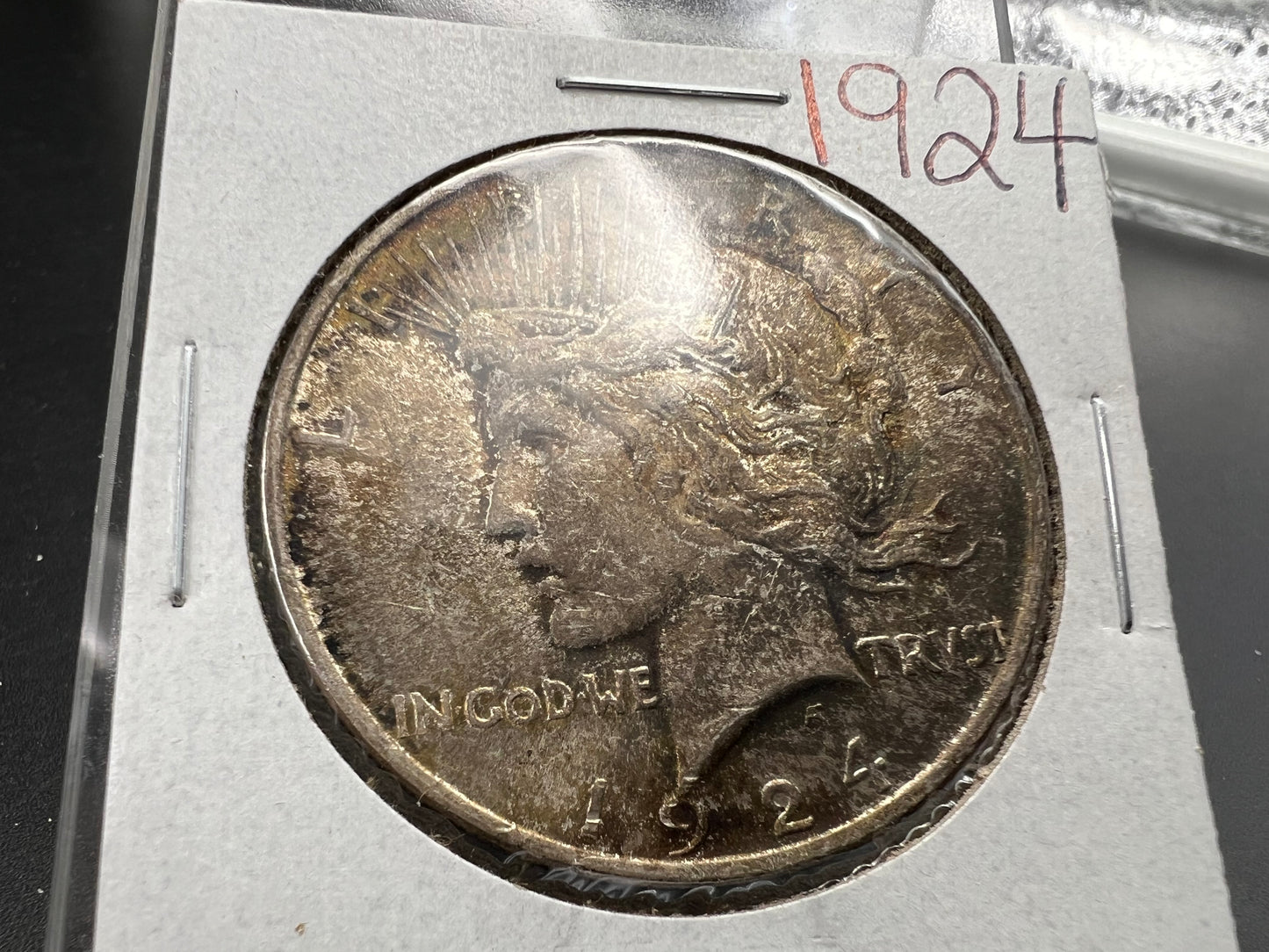 1924 $1 Peace 90% Silver Dollar Coin Choice AU Nice Toning Toner