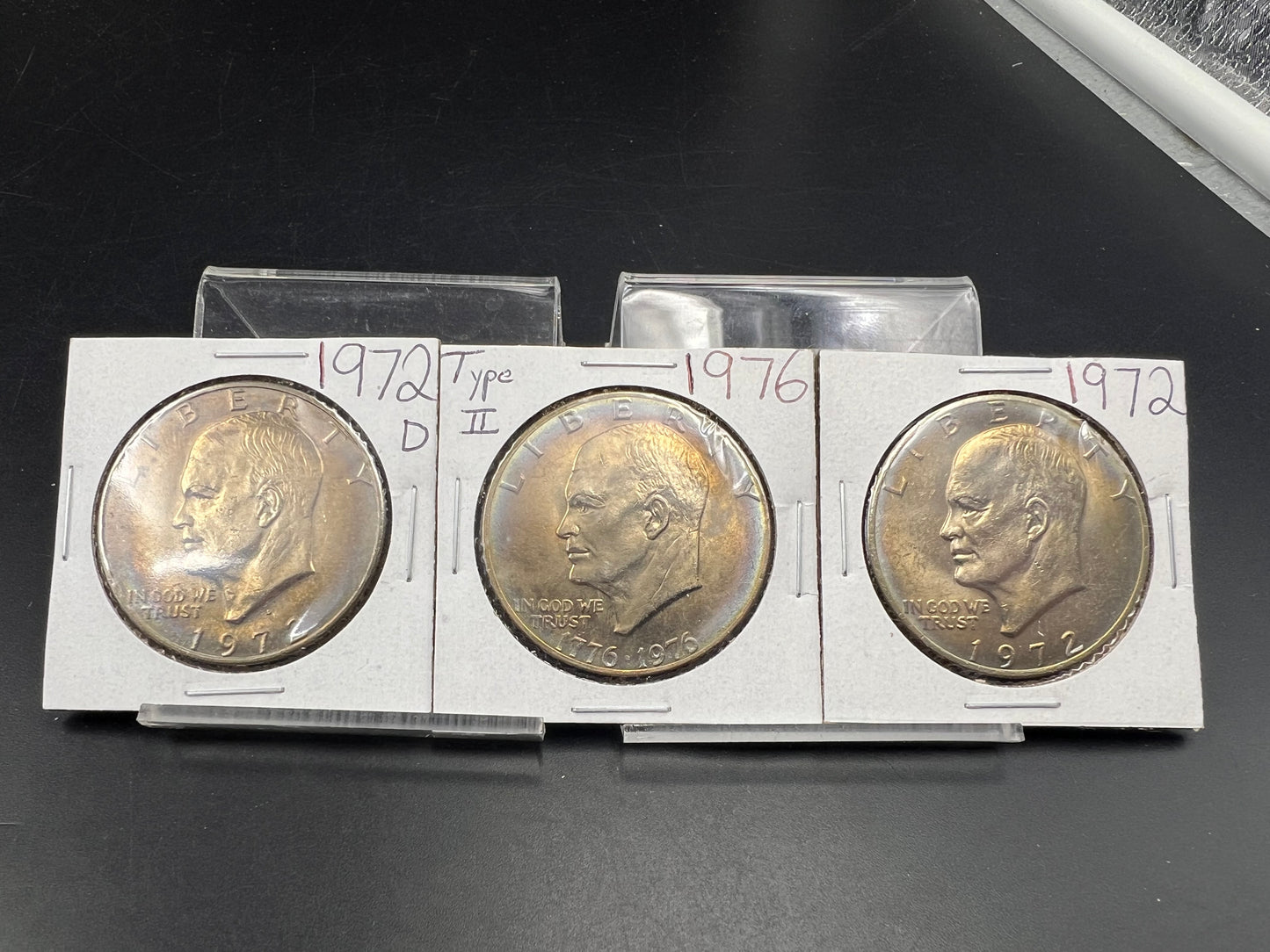 Toner Trio Ike Eisenhower Copper Nickel Dollars CH AU / BU 1972 P & D & 1976 Type 2 $1 Coins