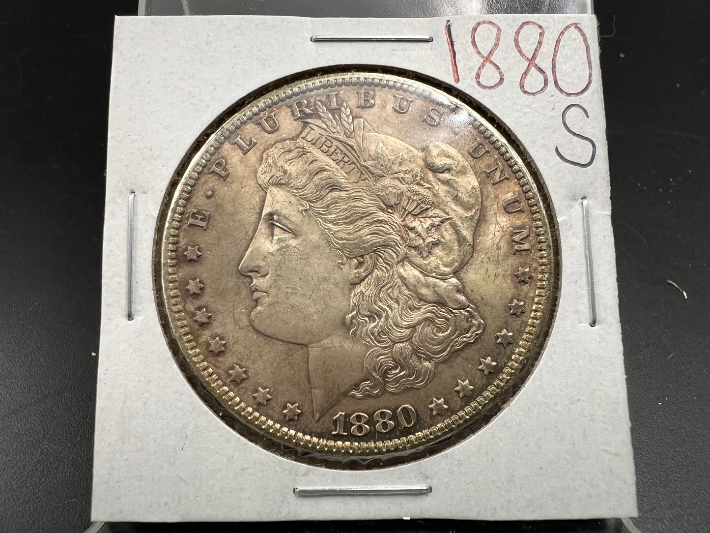 1880 S $1 Morgan Silver Dollar Coin BU UNC Nice Toning Toner