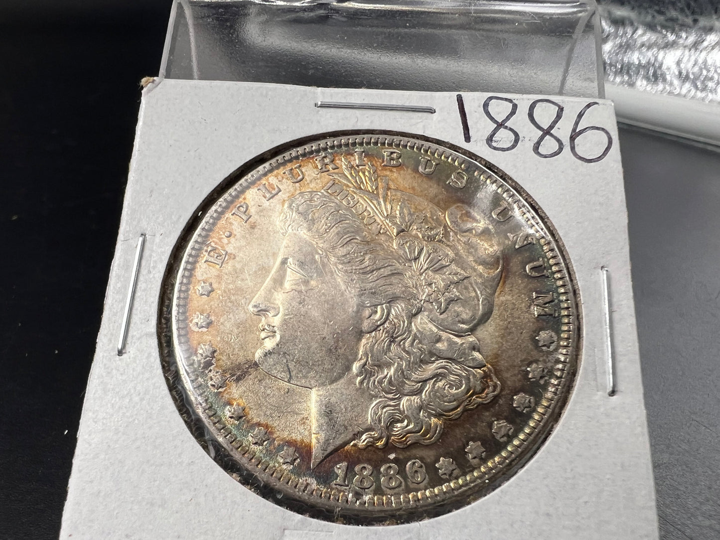 1886 P $1 Morgan Silver Dollar Coin Choice AU PQ Toning Toner