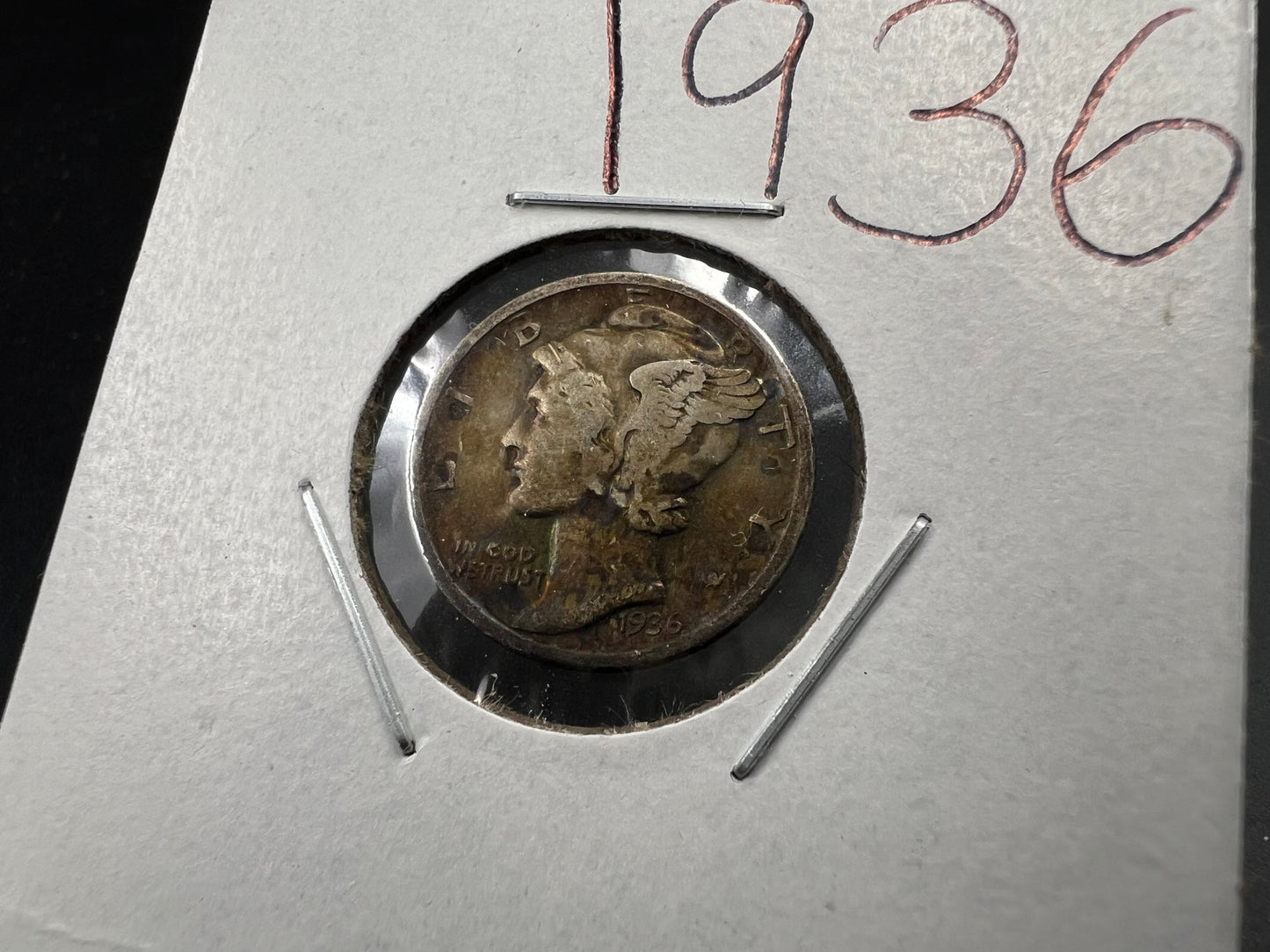 1936 P 10c Mercury Silver Dime VF Very Fine Neat Toning SK#1a