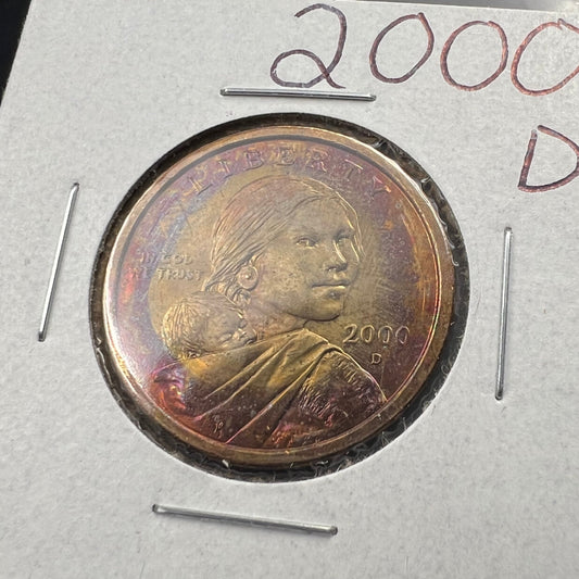 2000 D $1 Sacagawea Dollar Coin Gorgo PQ Purple toning obverse CH BU