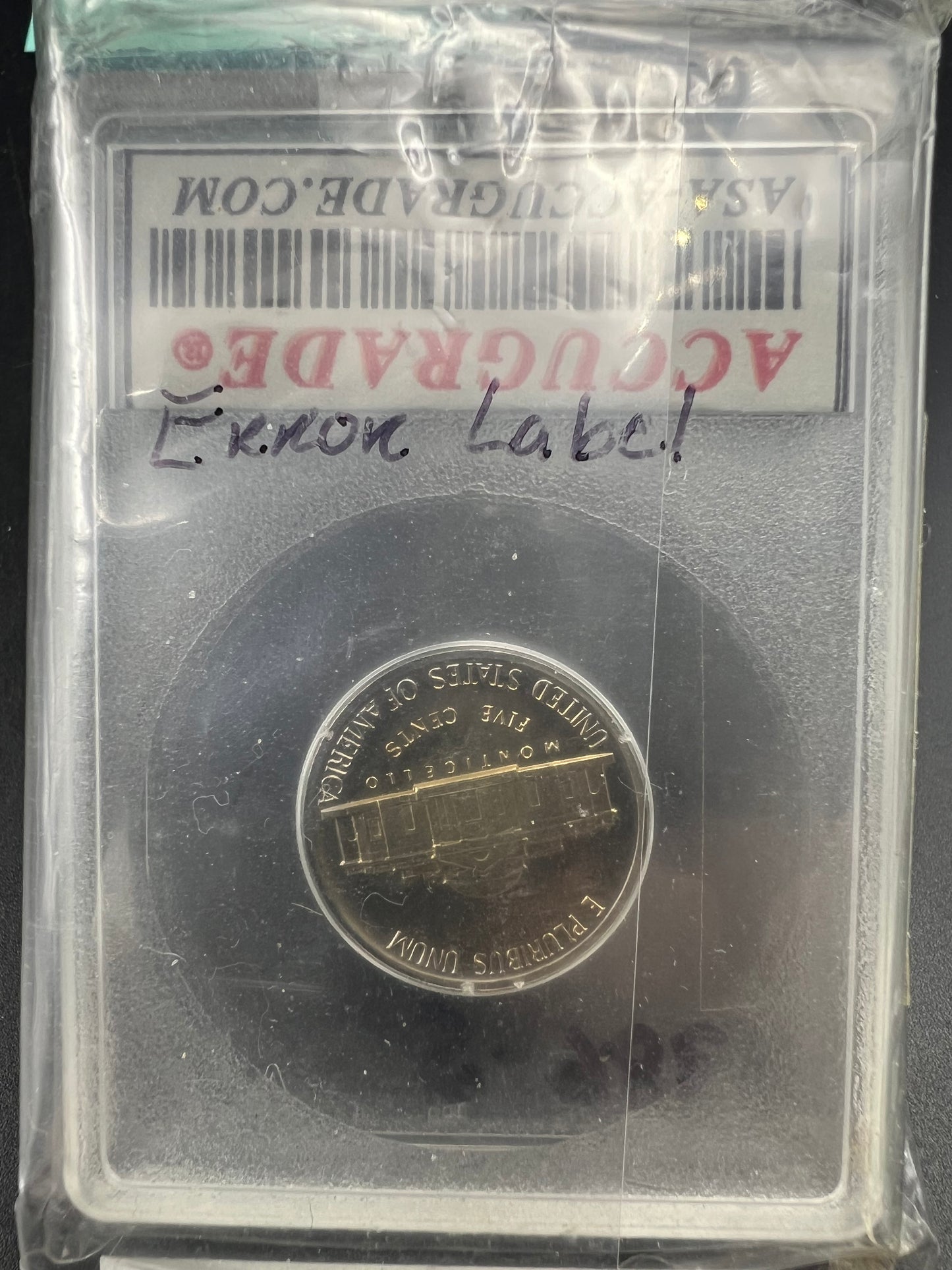 Accugrade Error Slab 1986 S 5c 1971 S 5c PR-66 Holder Proof Jefferson Nickel