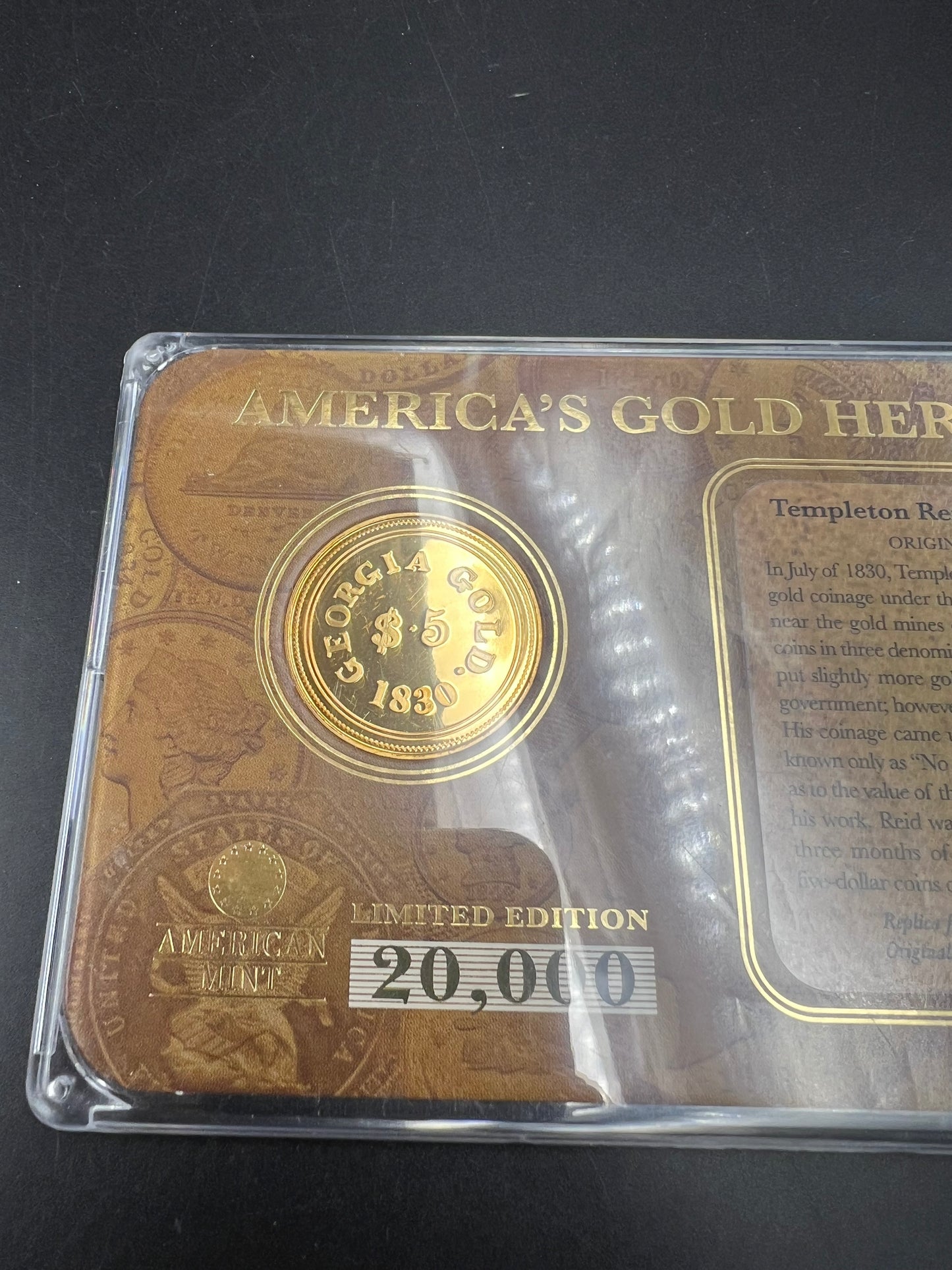 Fantasy Tribute Coin 1830 Templeton Reid 5 Dollars Gold - No Precious metal