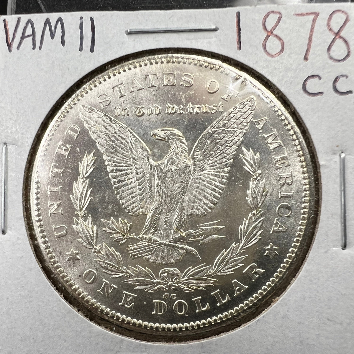 1878 CC Morgan VAM 11 Choice BU Carson City Dollar Coin Lines in Wing Top 100 Vam Variety
