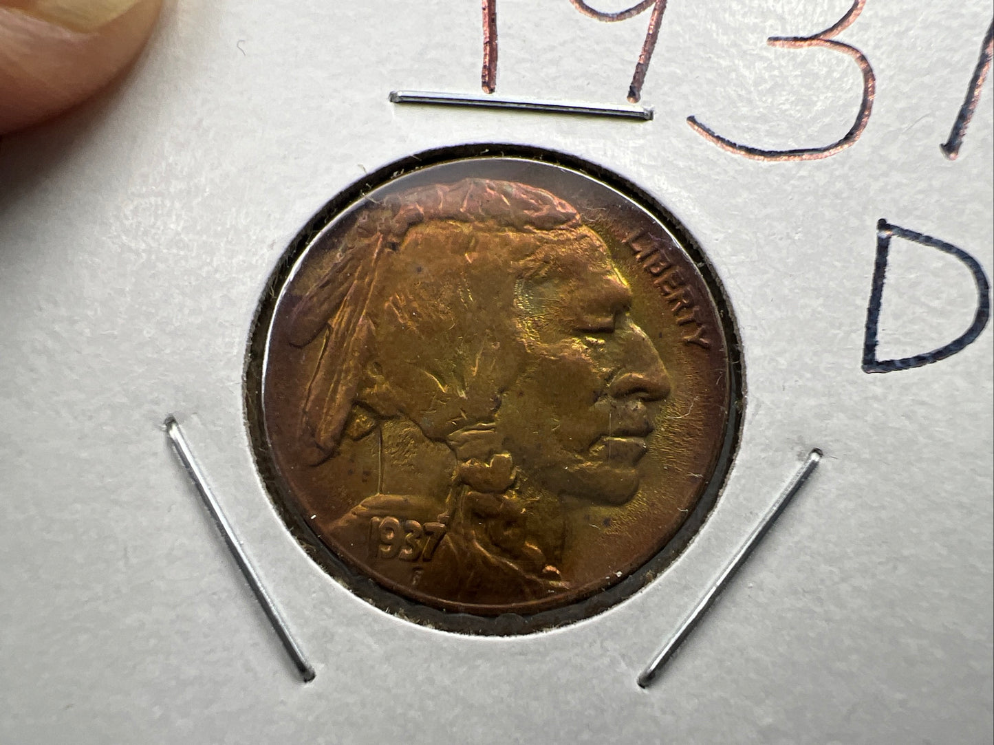 1936 D 5c Buffalo Indian head nickel coin XF / AU PQ Toning Toner