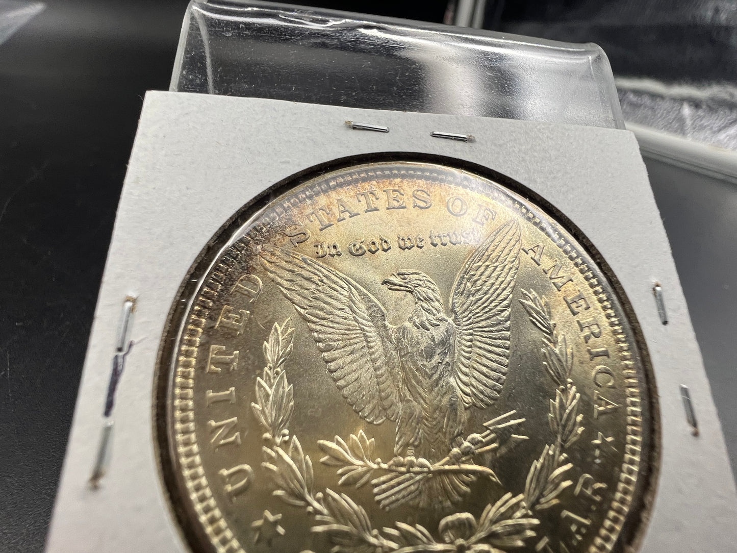 1921 P $1 Morgan Silver Dollar Coin Neat Toning Toner obverse CH BU