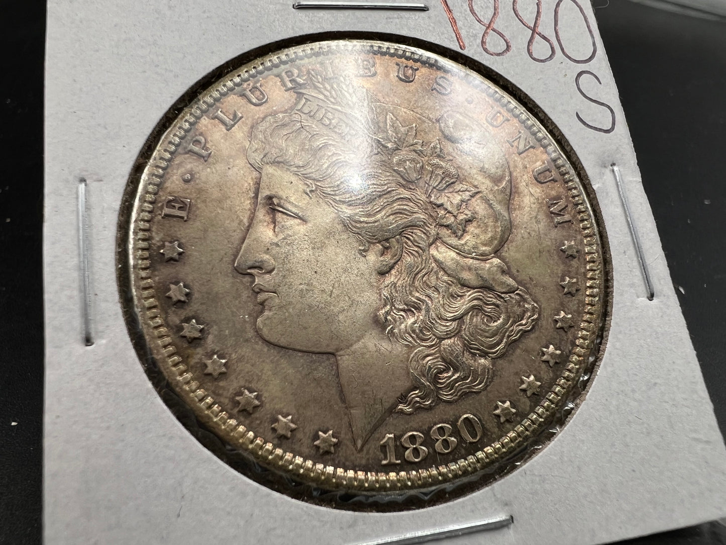1880 S $1 Morgan Silver Dollar Coin BU UNC Nice Toning Toner